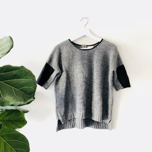 Club Monaco crewneck sweater w/ black leather trim